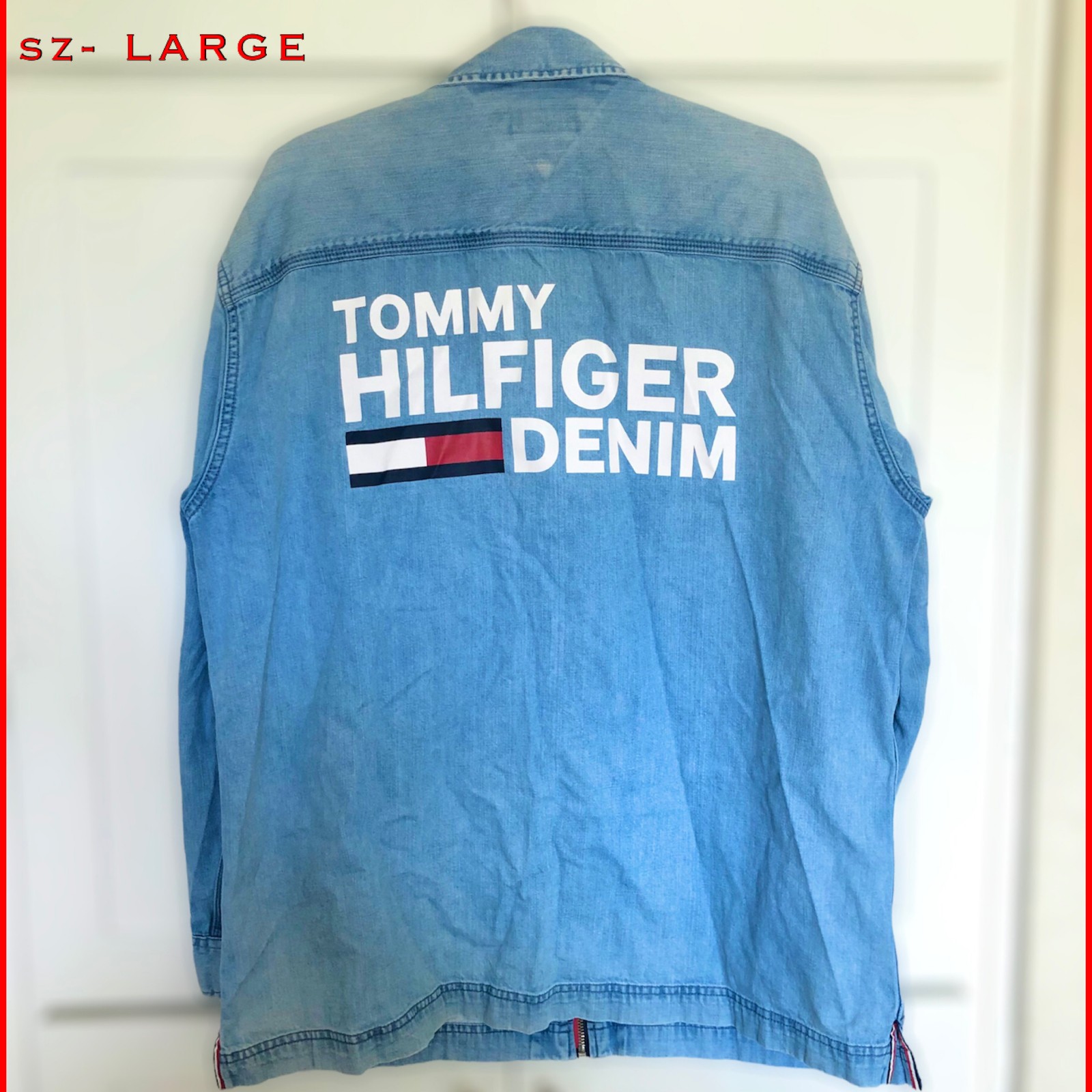 VINTAGE TOMMY HILFIGER DENIM ZIP UP JEAN SHIRT / JACKET