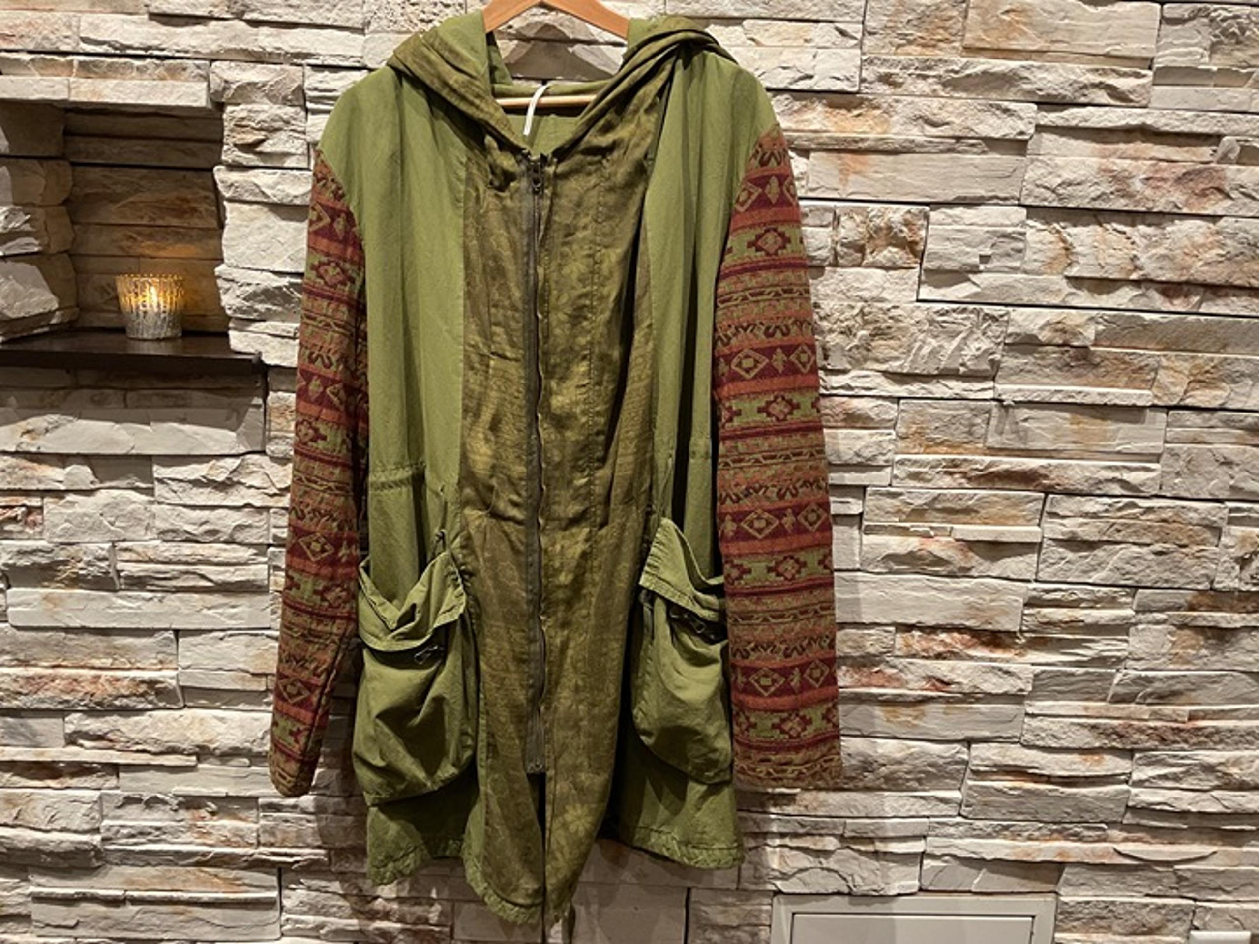 Free people Mixed Media Tapestry Jacket, Green/Brown, Size L