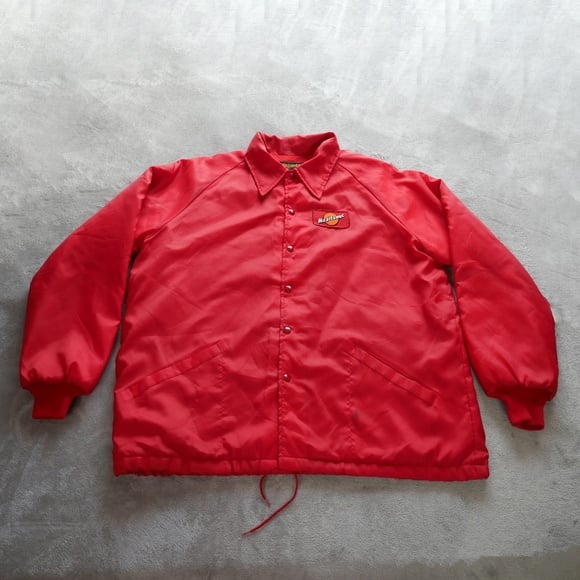 VTG Swingster USA Mens XL Puffer Sleeve Insulated Manitowoc Patch Red Jacket