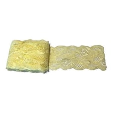 Fancy Vintage Lingerie LOT Scalloped Stretch Yellow Floral Lace Trim 3” Wide