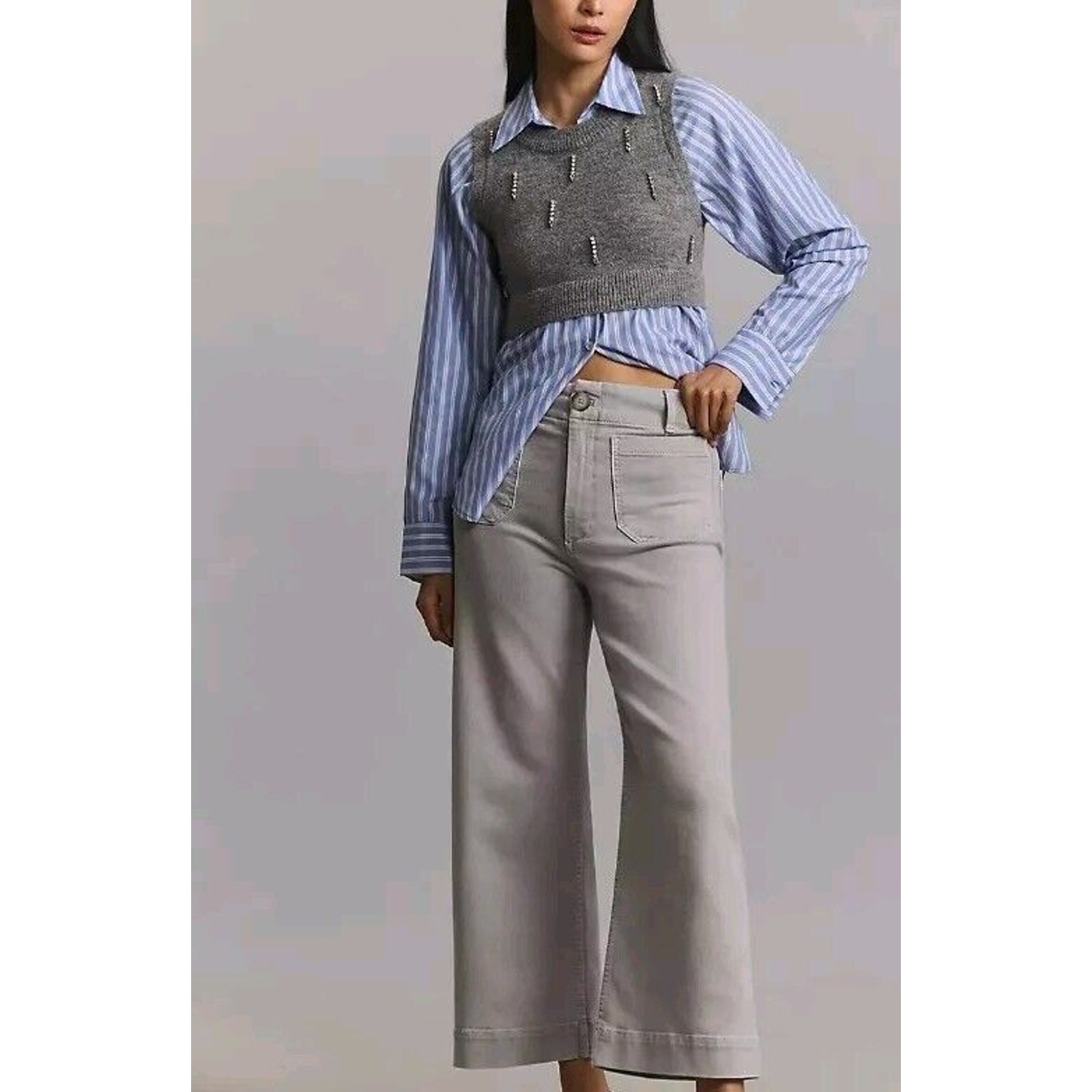 The Colette Cropped Wide-Leg Jeans by Maeve Sz 25 Nwts