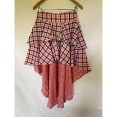 Plaid coral high low skirt
