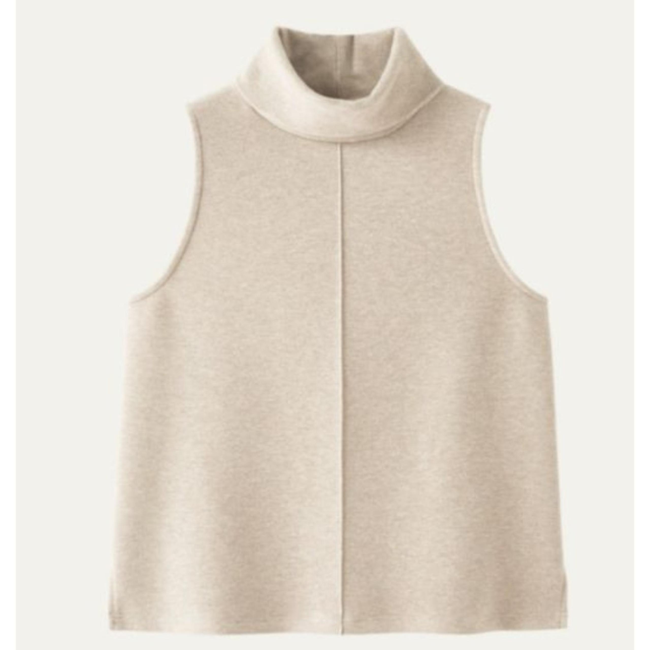 OGL Beige Wool Blend Soft Cozy Heavyweight Sleeveless Turtleneck Top Size Medium