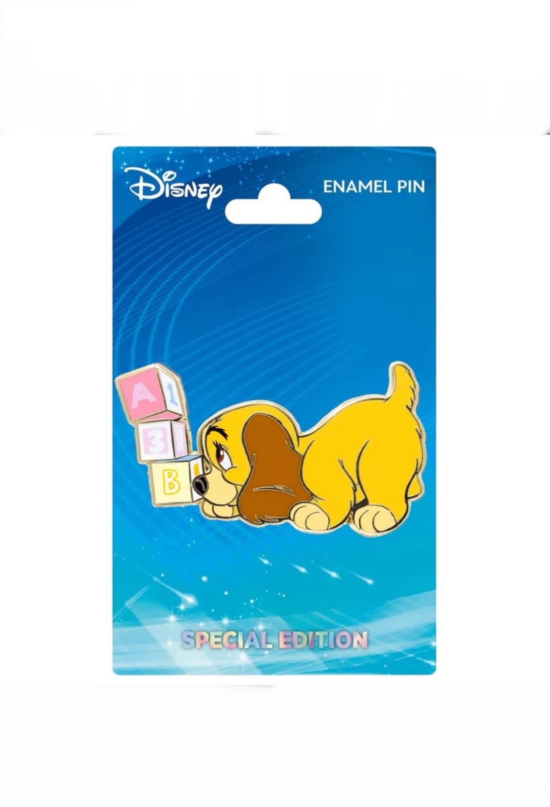 Disney Lady and the Tramp Puppy Lady with Blocks 2.25 Pin SE300 ‼️SOLD OUT‼️