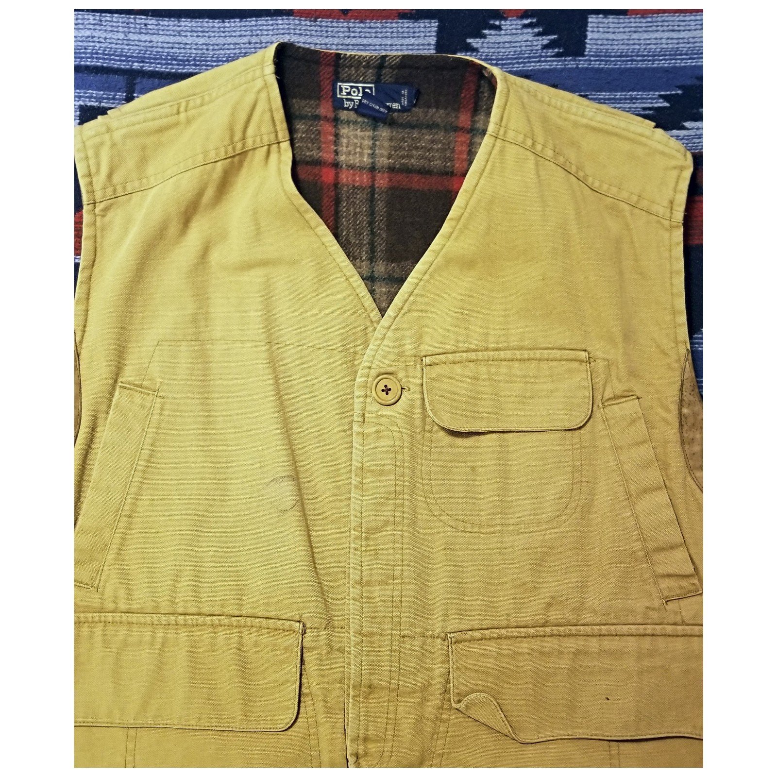 VTG POLO RALPH LAUREN CANVAS HUNTING VEST- MEN&#39;S SIZE MEDIUM