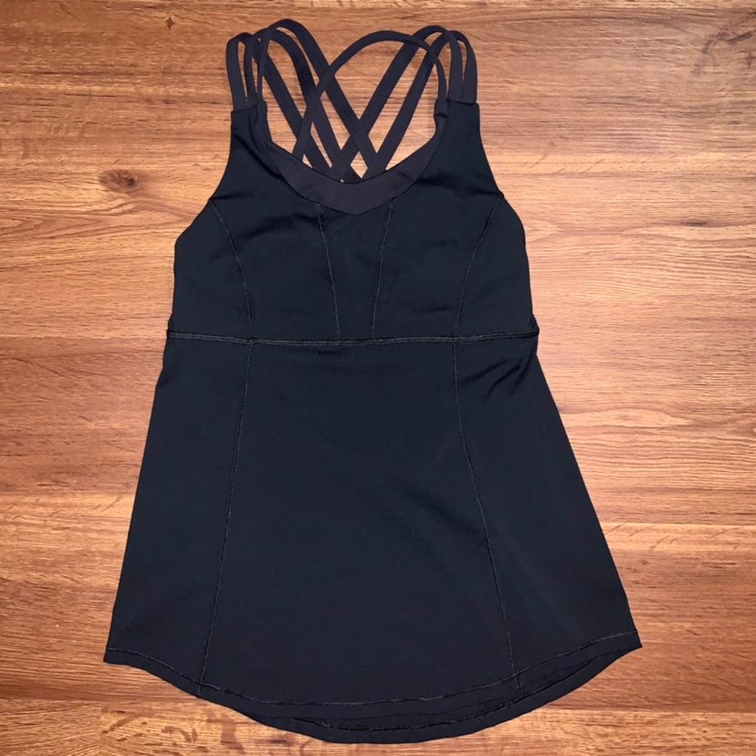 LULULEMON STRAPPY OPEN SHELF BRA 4 TANK TOP BLACK