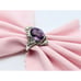 Vintage 14K Solid White Gold Designer Amethyst & Old Cut Diamond Ring - Size 5