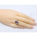 Vintage 14K Solid White Gold Designer Amethyst & Old Cut Diamond Ring - Size 5