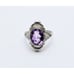 Vintage 14K Solid White Gold Designer Amethyst & Old Cut Diamond Ring - Size 5