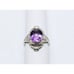 Vintage 14K Solid White Gold Designer Amethyst & Old Cut Diamond Ring - Size 5