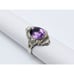 Vintage 14K Solid White Gold Designer Amethyst & Old Cut Diamond Ring - Size 5