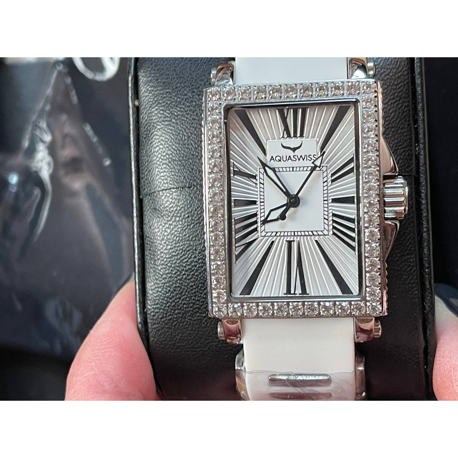 Aquaswiss Kelly Ladies Silver White Rubber White Bracelet W.Silver Accent Watch