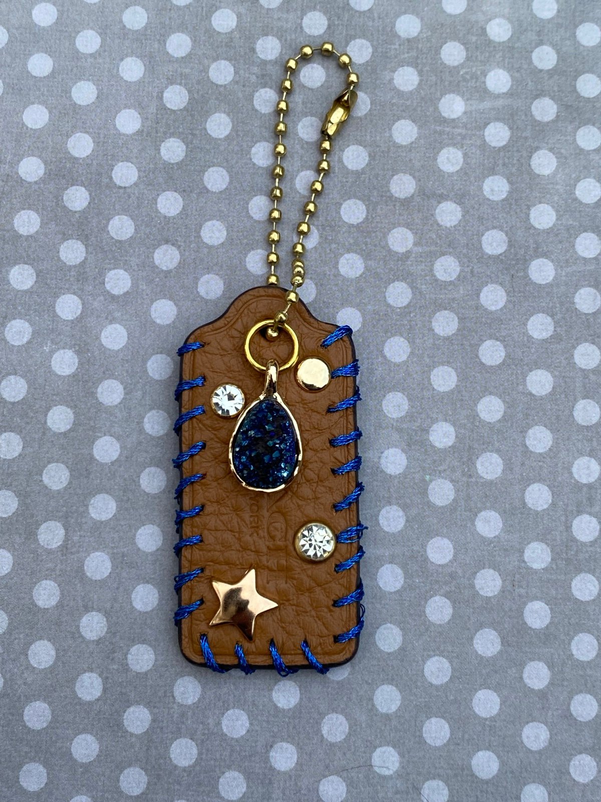 Coach Custom Blue Crystal Hang Tag