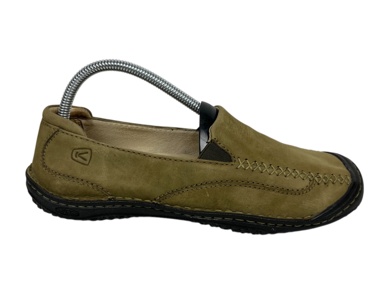 KEEN 53009 Leather Stitched Hiking Loafer Flats Womans EU 39.5 US 9 Green