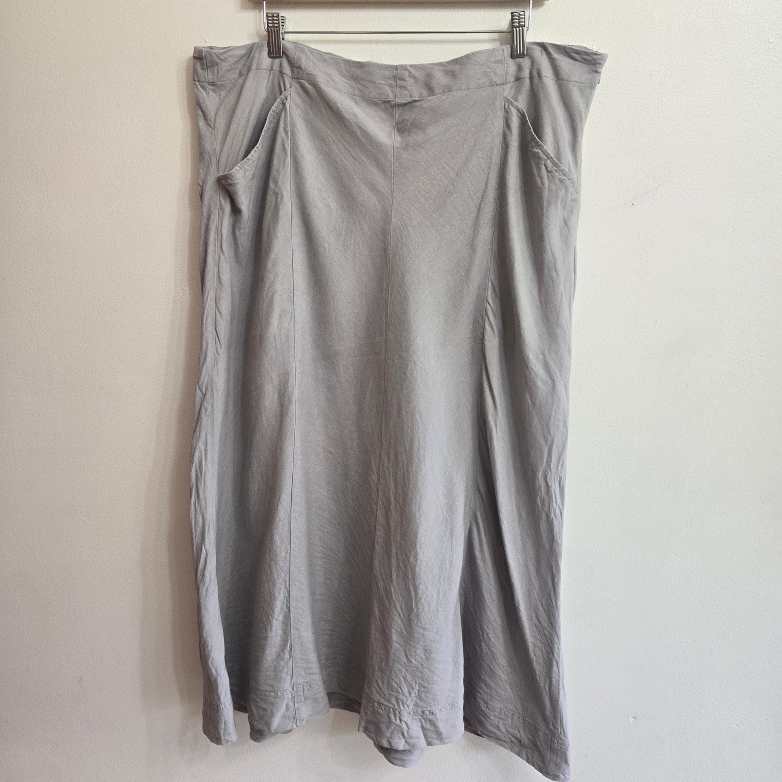 J Jill Love Linen Women Gray A-line Midi Skirt 1X Minimalist Lagenlook Capsule - J. Jill