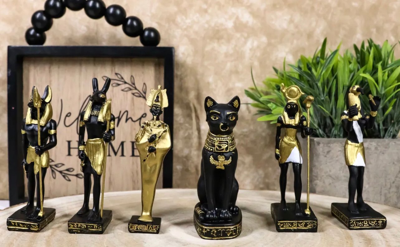 NEW Egyptian Gods Miniature Statues Set Of 6