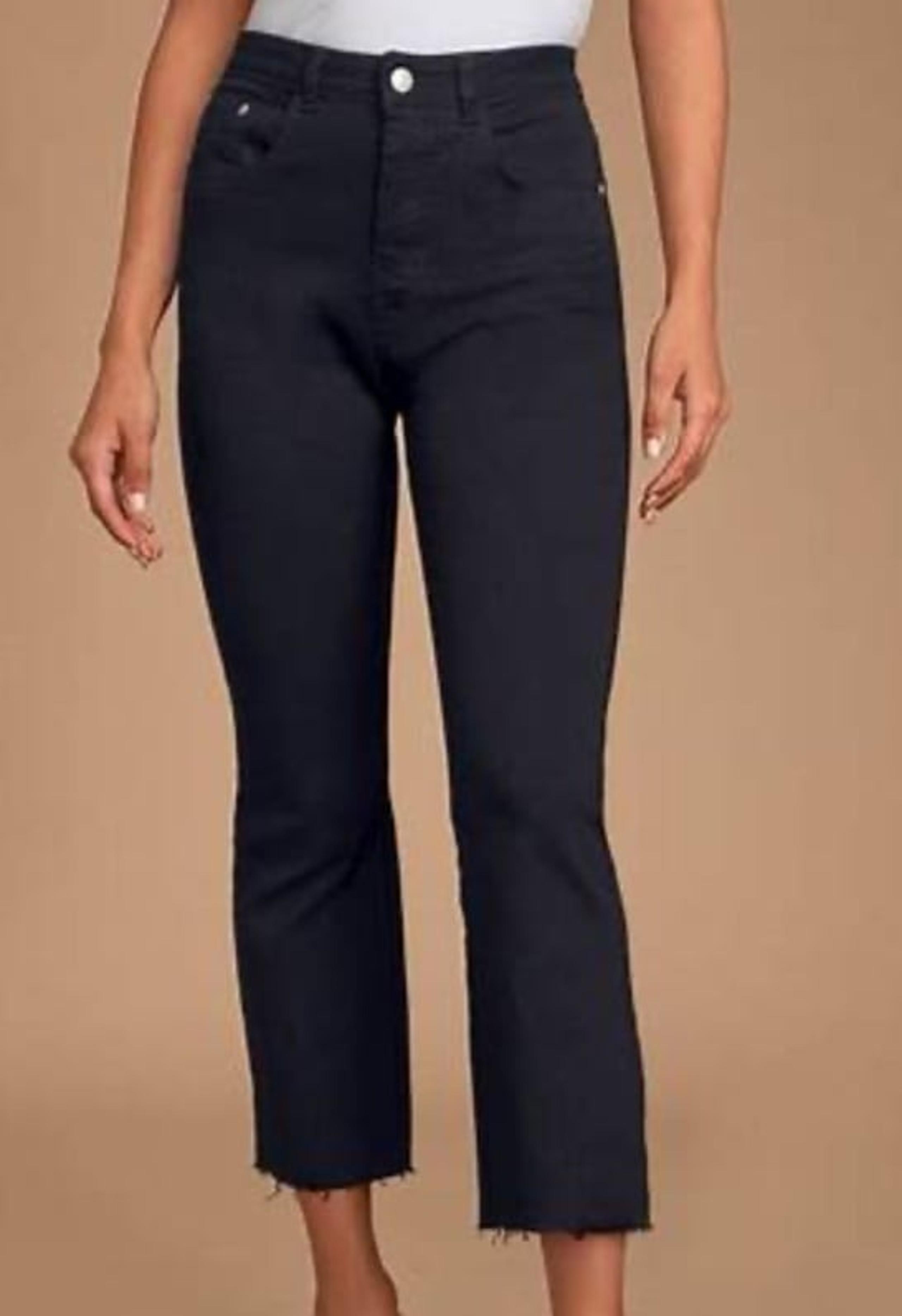 J. Jill crop lock flare black denim jeans pants 8p 8 petite