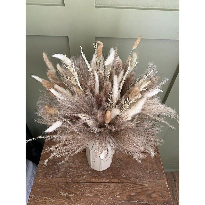 93PCS Natural Pampas Grass Mix Bouquet | Dried Pampas Bouquet for Wedding