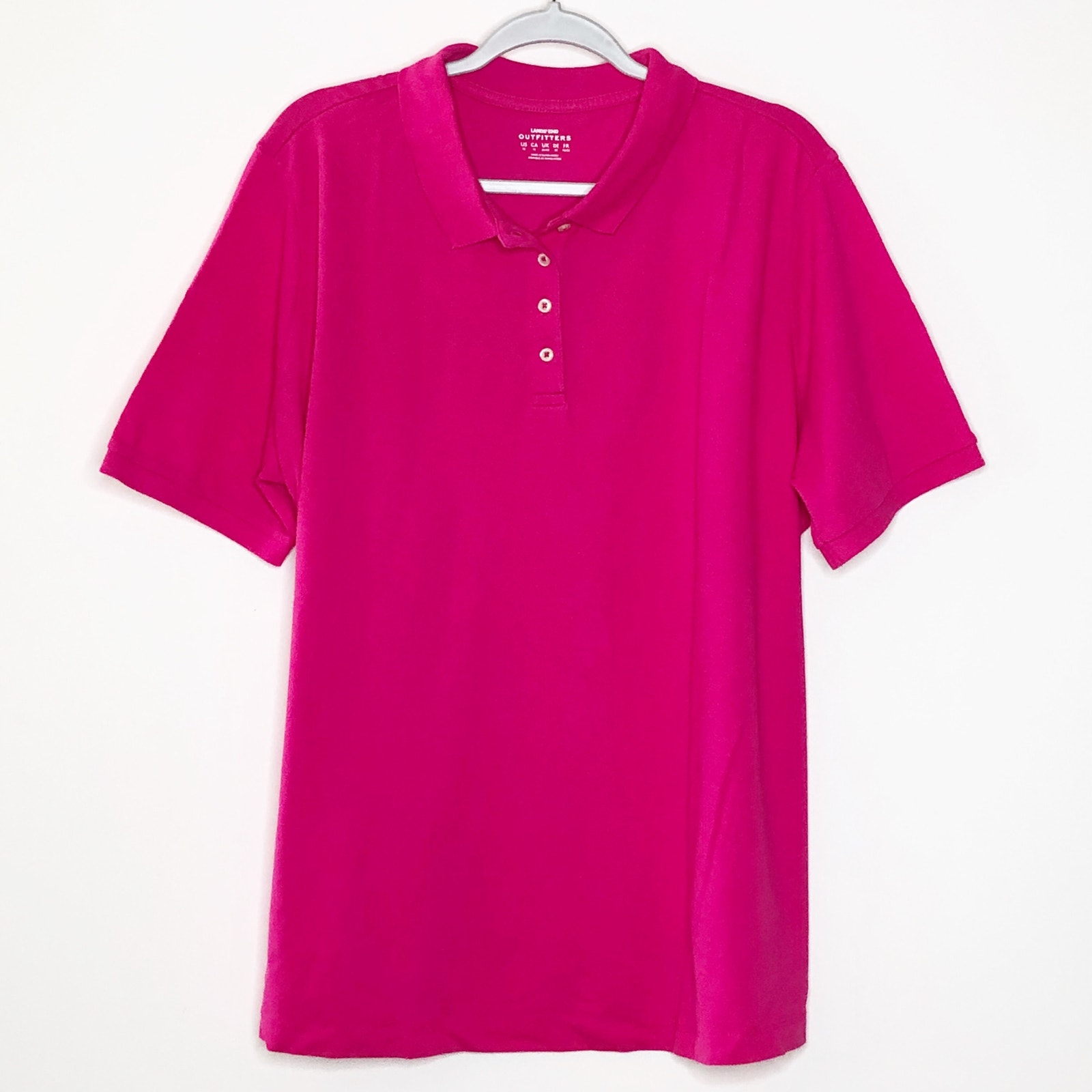 Lands End 2X Cotton Polo Short Sleeve Fuchsia Pink NEW!