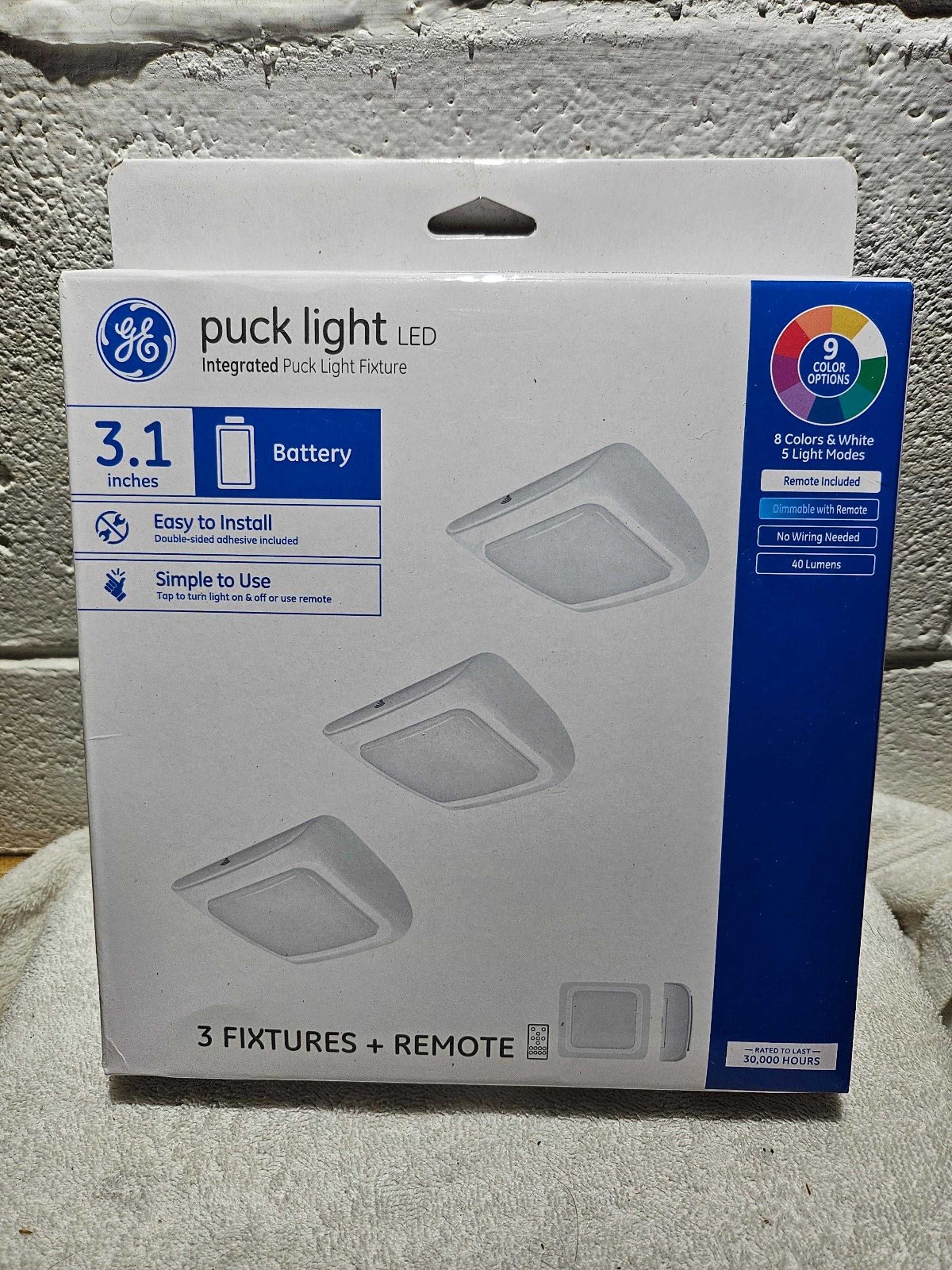 GE Lighting LED Puck Lights Color Changing With Remote Battery Powered 3 Pack