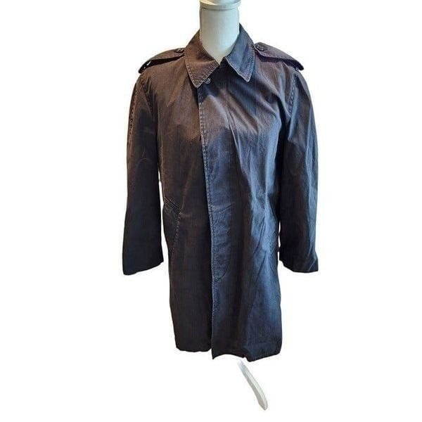 Vintage US Military Men's Long Black Trench Coat All Weather Size 36 S