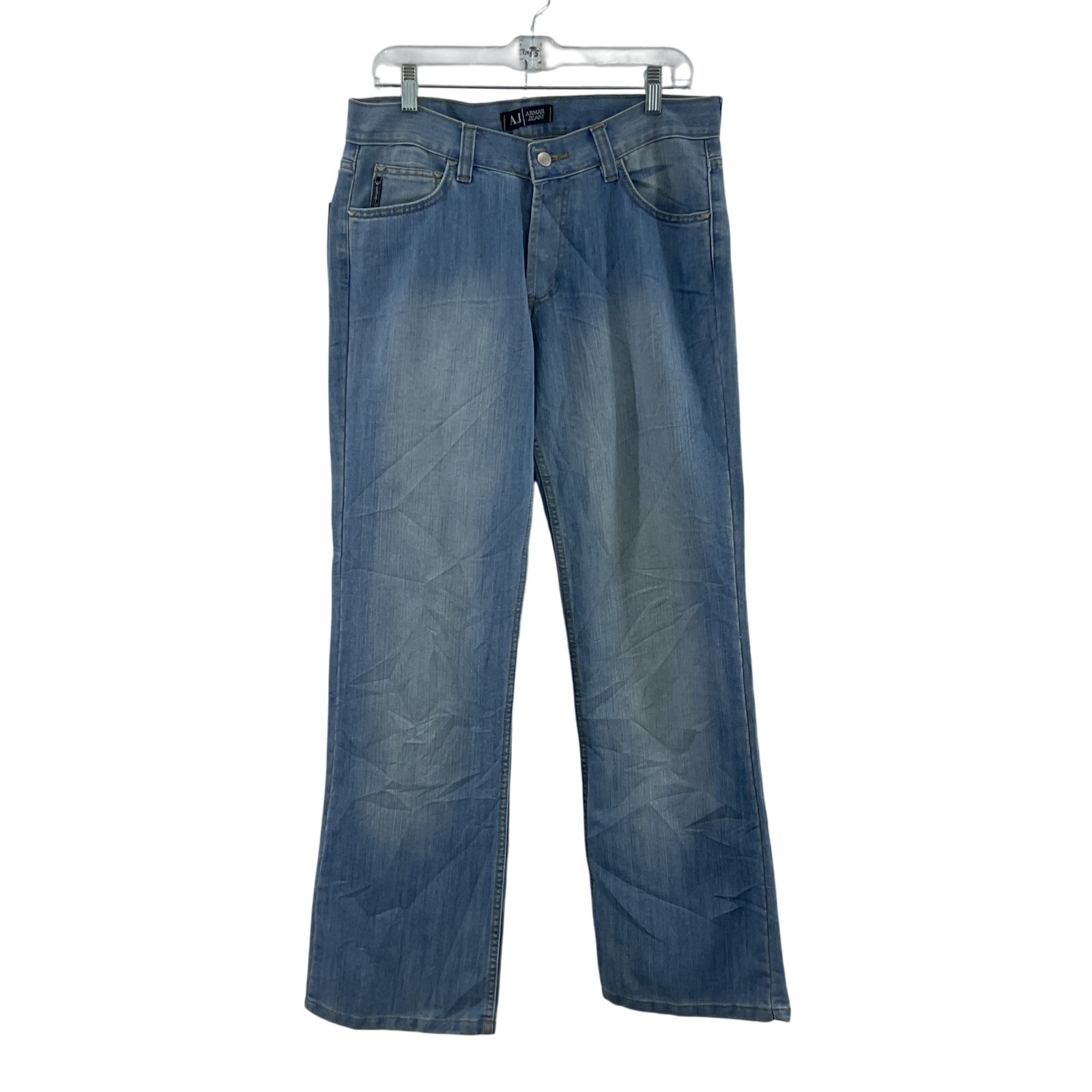 ARMANI Y2k Men's Straight Jeans Denim Faded Blue Cotton Size 34 NWT