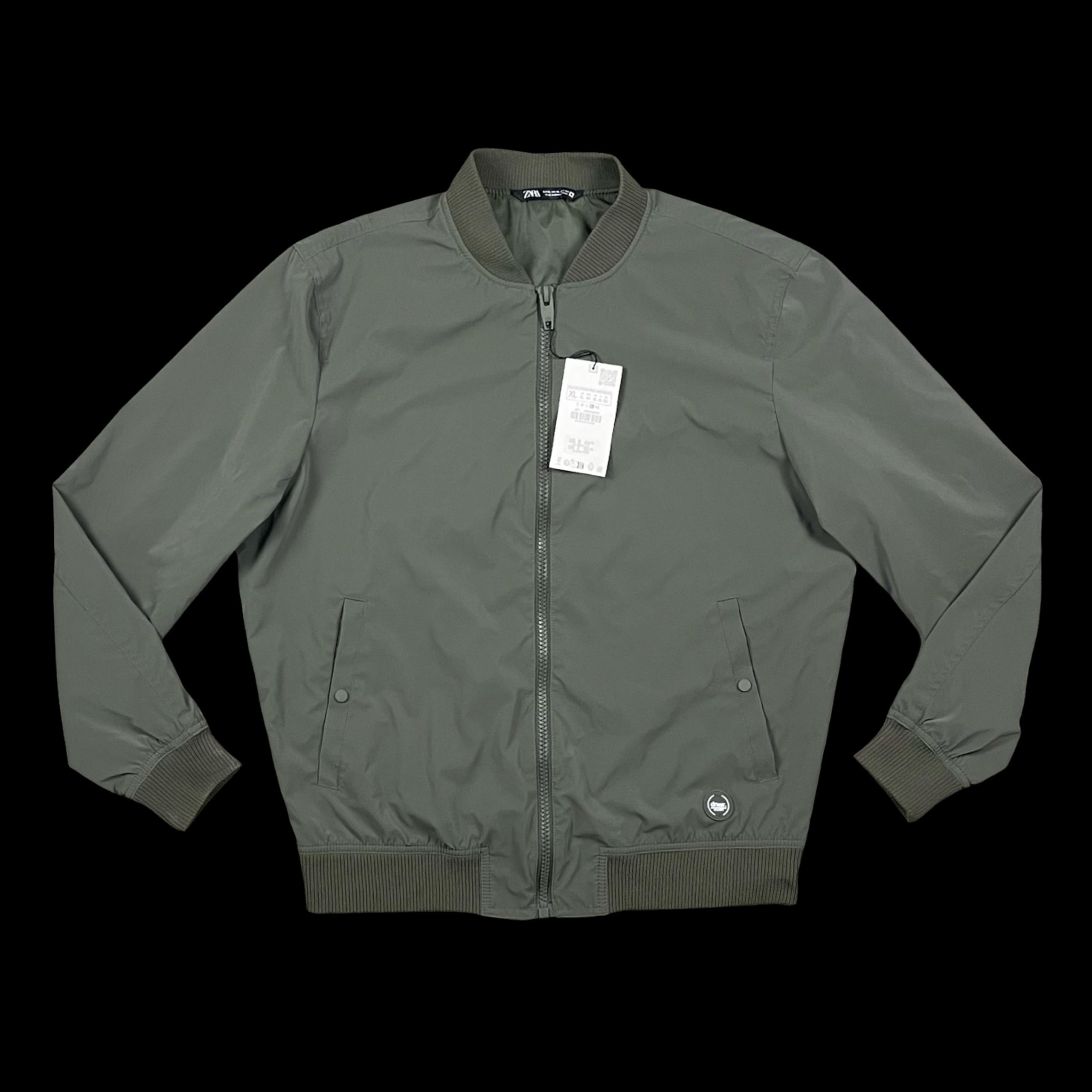 ZARA Bomber Jacket Men’s Size XL Green Full Zip ZARA DNWR Nylon NEW WITH TAGS!!!