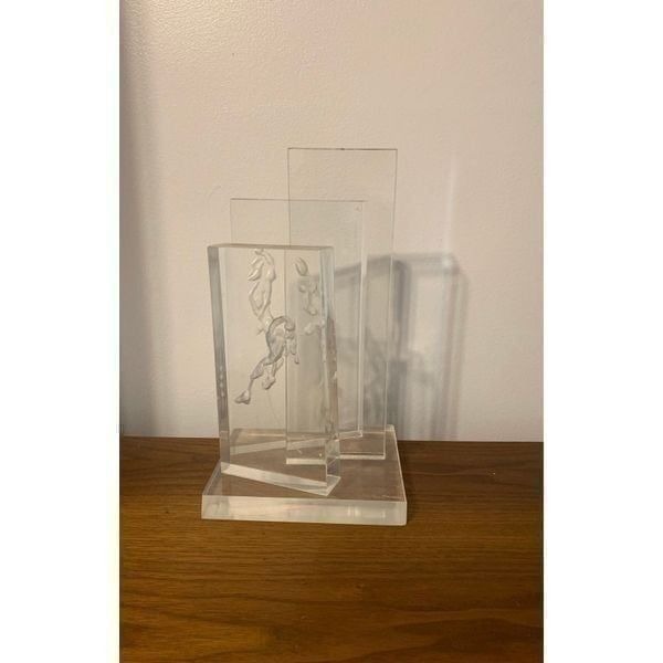 Vintage MCM Lucite Abstract Tiered Sculpture Signed