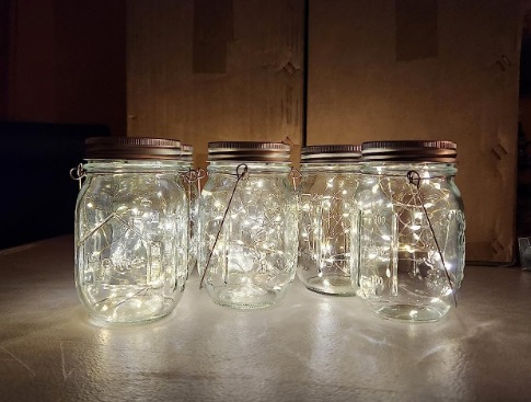 New Solar Mason Jar Lights, 4 Pack 30 LEDs Waterproof Fairy Firefly String Light
