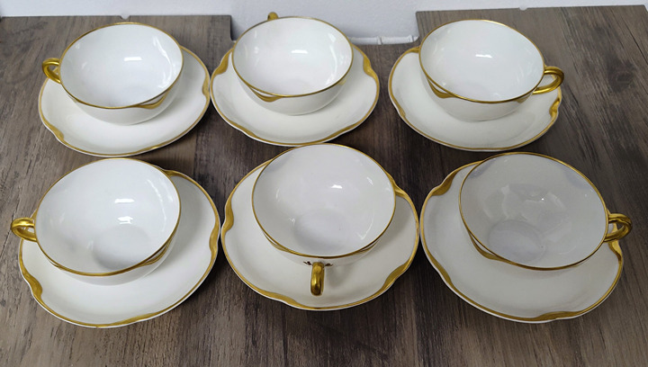 6 Vtg Haviland Limoges France Demitasse Cup & Saucer Sets-Silver Anniversary-Ex