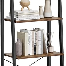 Ladder Shelf, 4-Tier Bookshelf, Storage Rack, Bookcase with Steel Frame