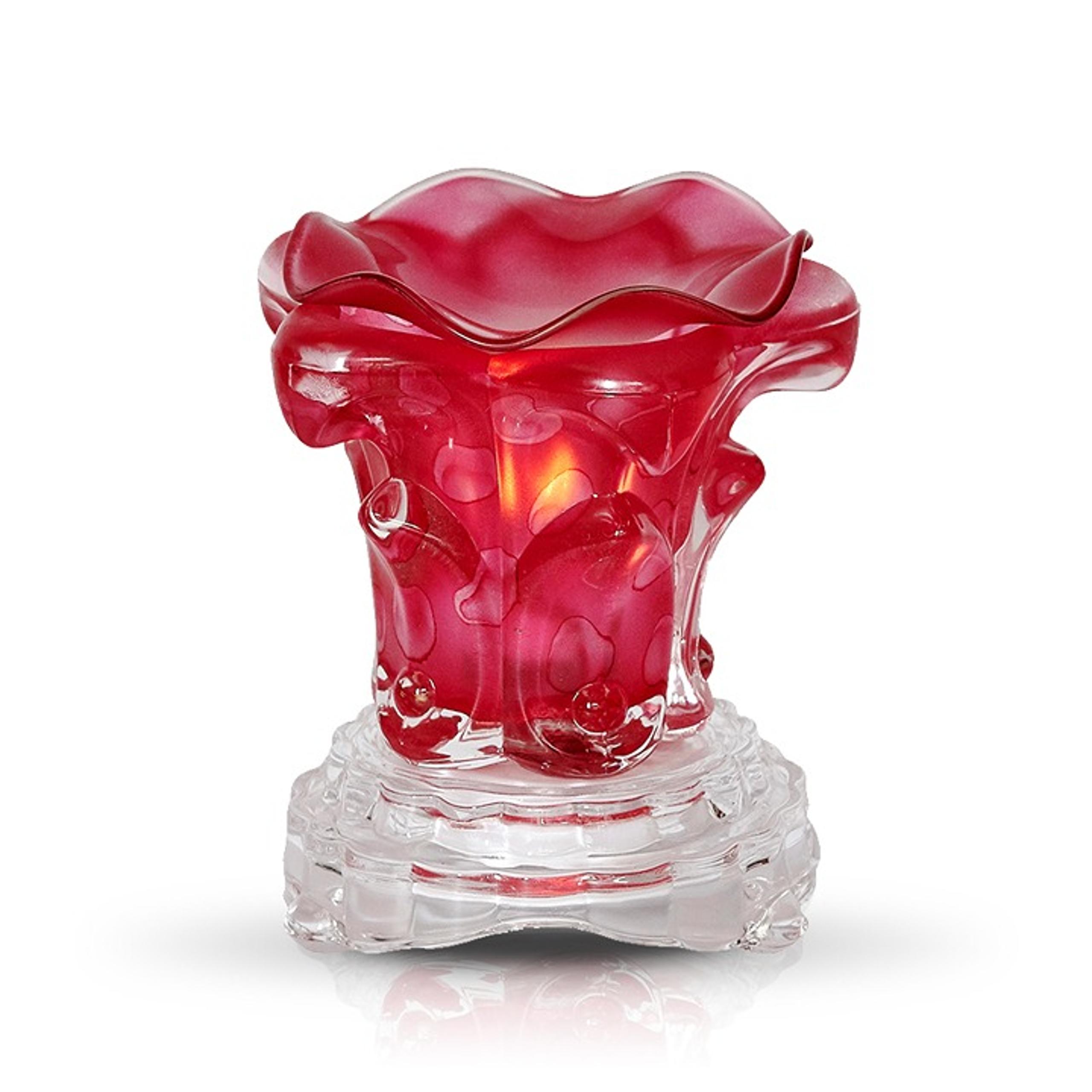 Aromar Dimmer Electric Oil Burner - Glass Rose Red (7718)