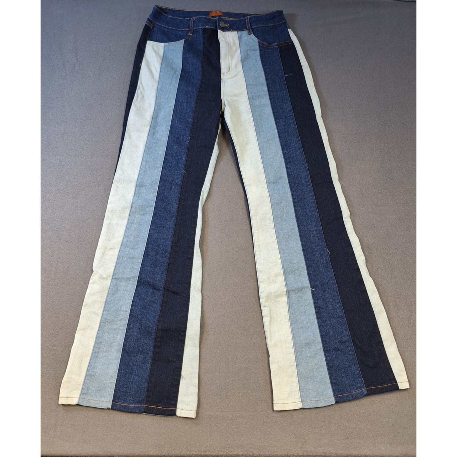 Scully Womens Denim Cotton Blend Multi Panels Jeans Flare Leg Size 12