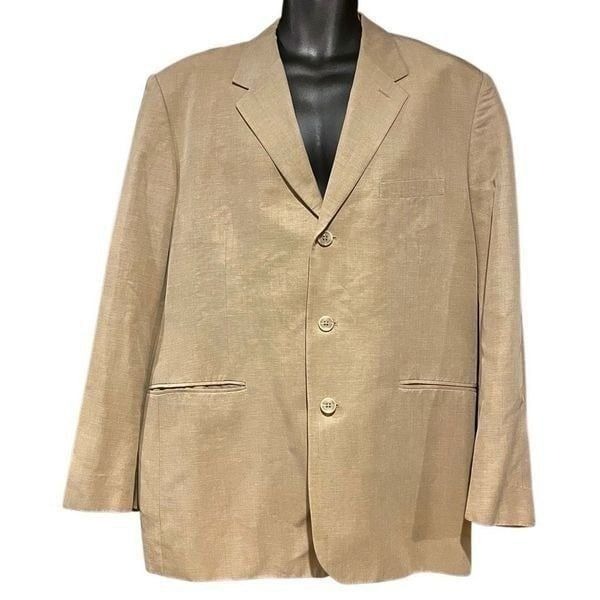 Claiborne Linen Tan Suit Jacket Sports Coat Blazer Men’s 44S