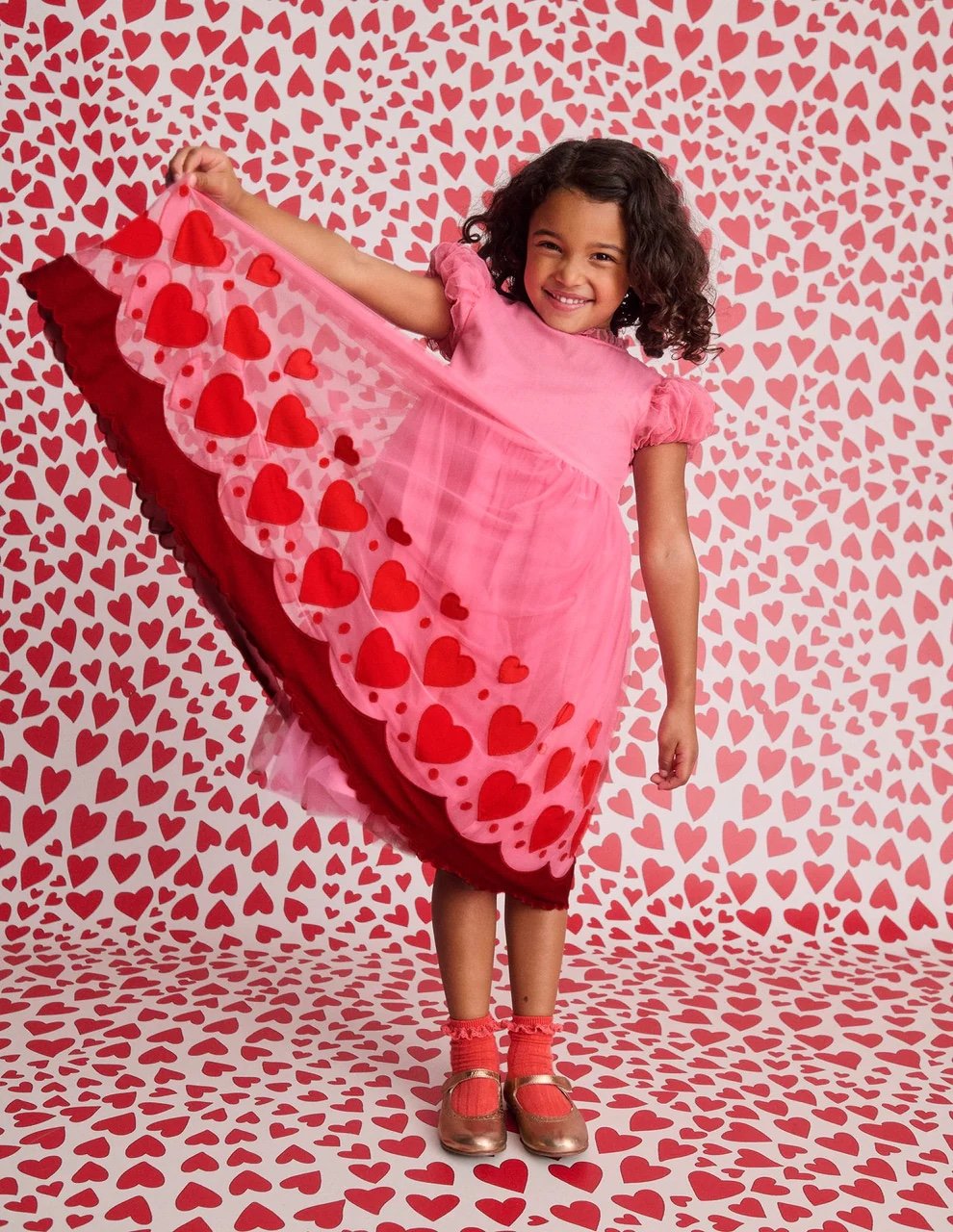 NWT Mini Boden Applique Hem Tunic Valentine's Dress - 8/9y