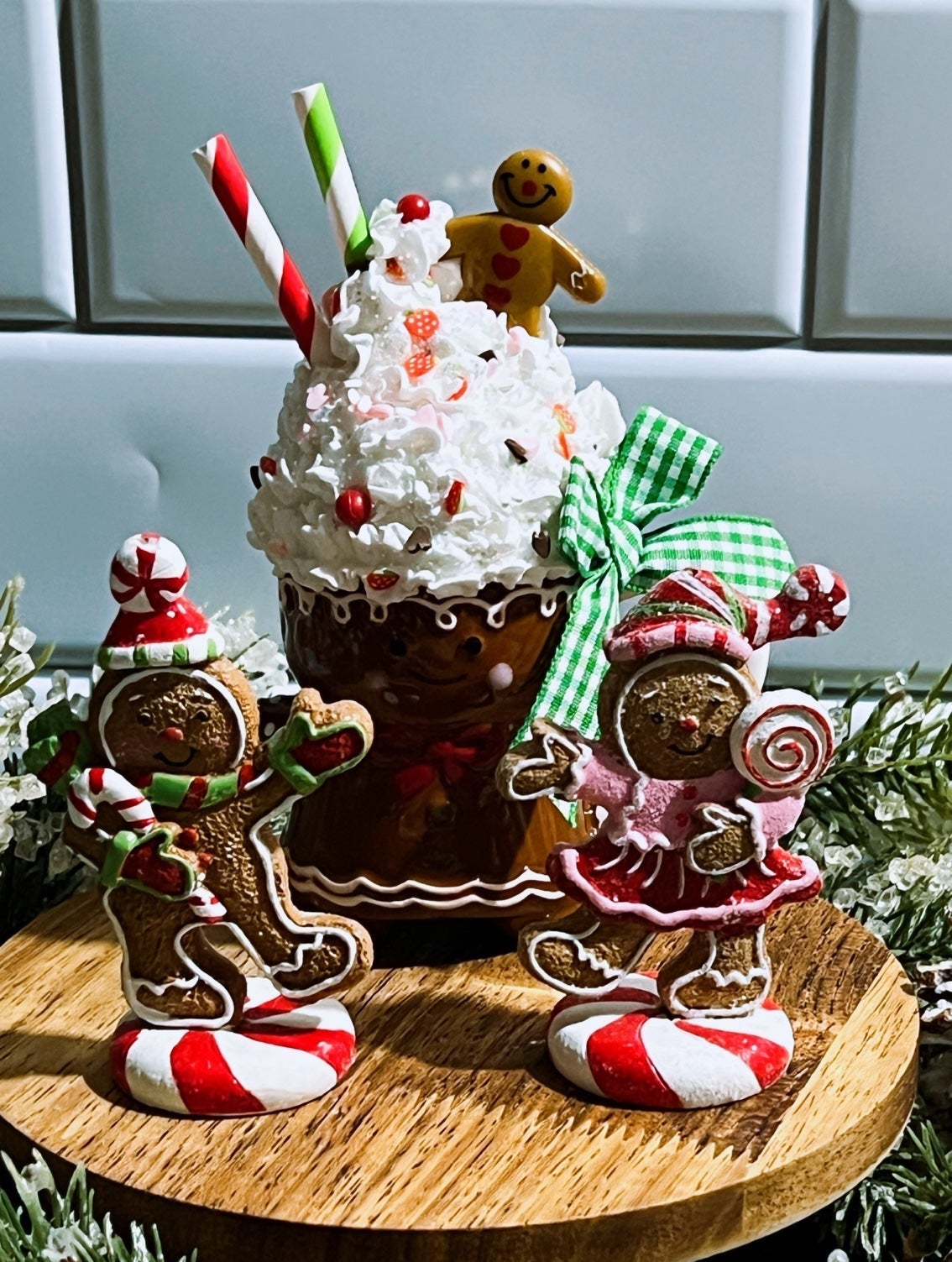 Gingerbread tier tray decor set of 3