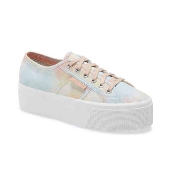 Superga Pastel Watercolor Platform Sneakers Slides Size 37