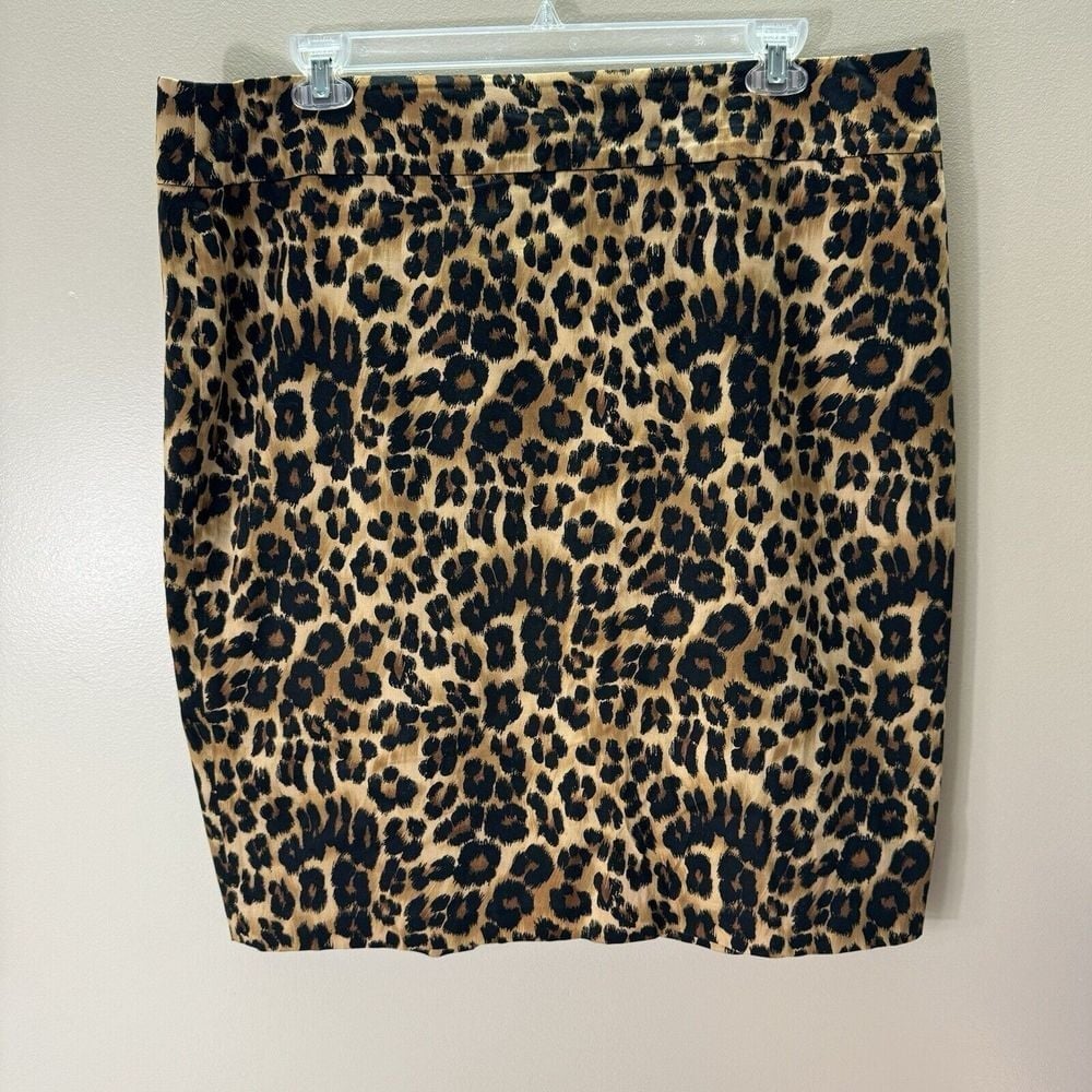 Charter Club Woman Animal Print Pencil Skirt 18W Cotton Blend Back Slit Zip 25