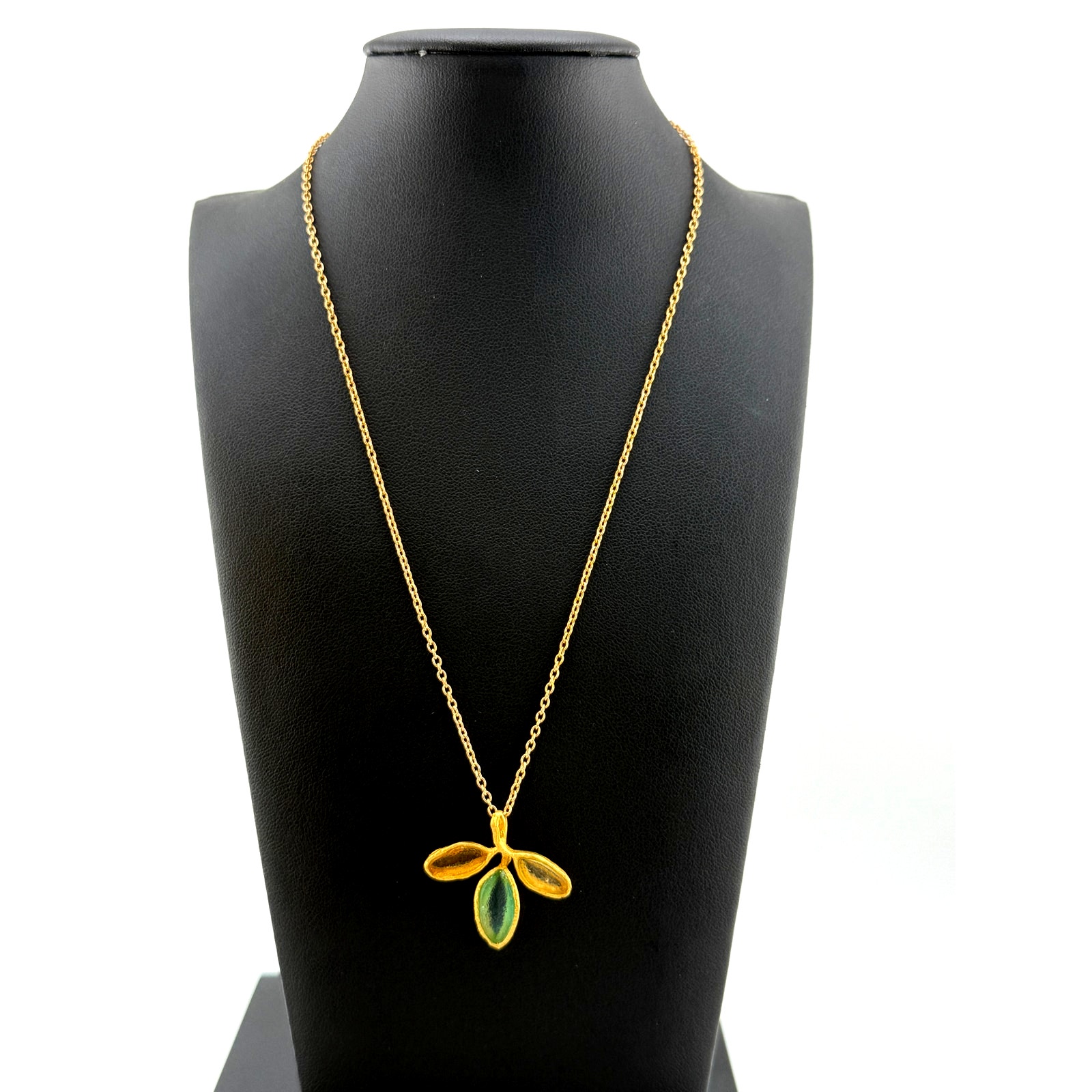 Michael Vincent Michaud 18K Gold Plated Dainty 3 Leaf Pendant Necklace