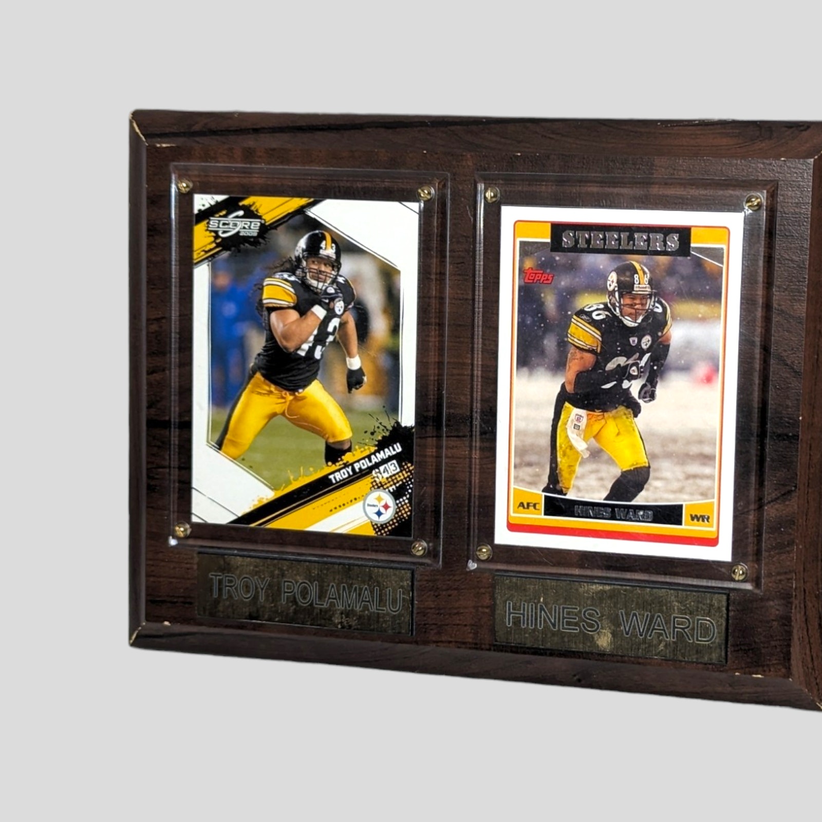 Pittsburgh Steelers Troy Polamalu & Hines Ward Player Cards Wooden Plaque