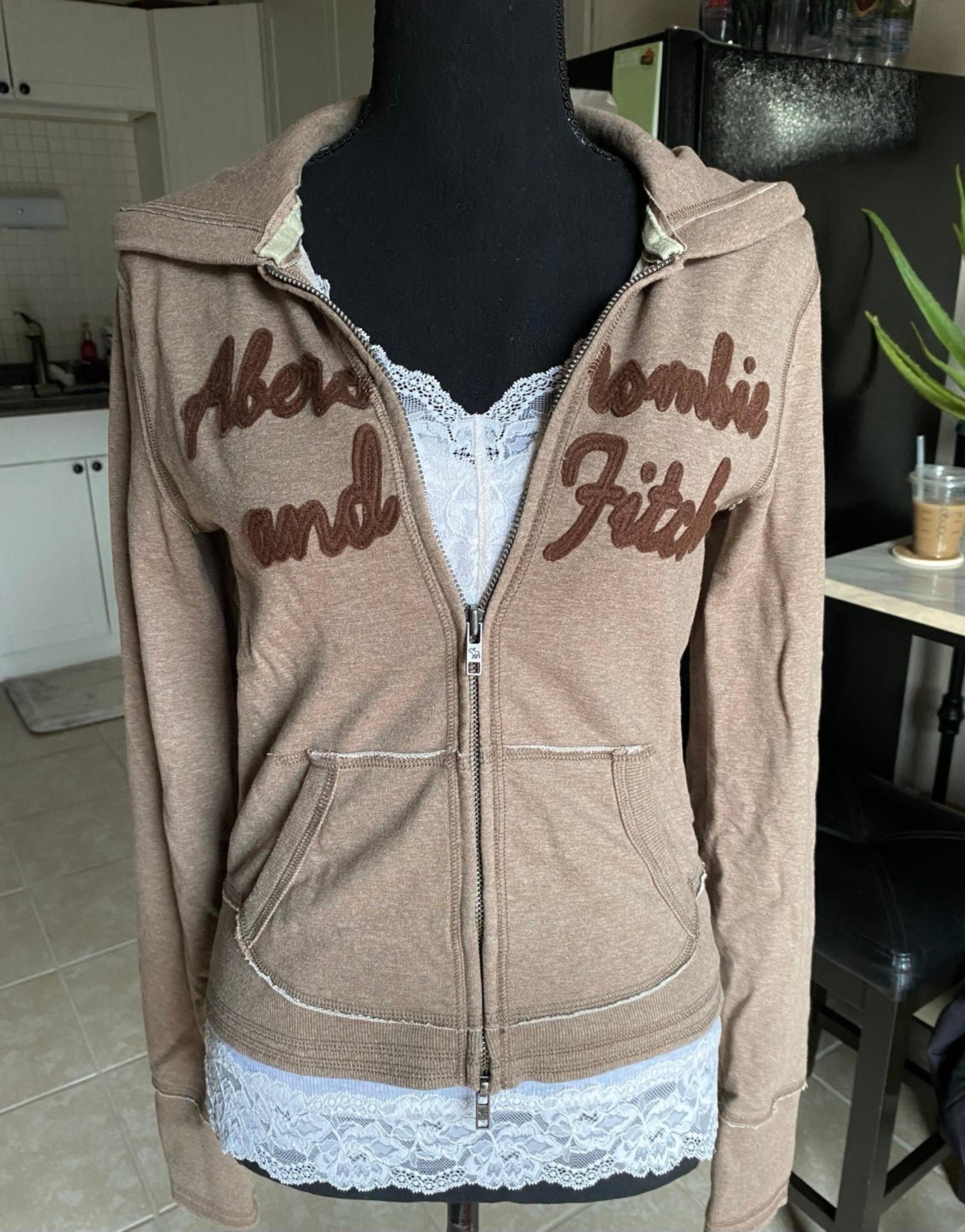 Vintage Abercrombie brown full zip up hoodie sweater