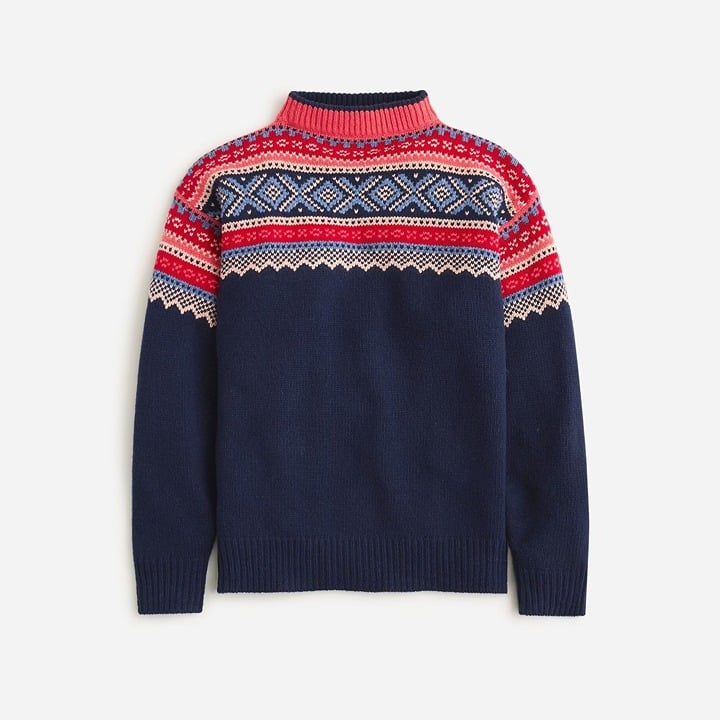 J. Crew Fair Isle Merino Wool Mockneck in Multi XLarge New Mens Knit Sweater