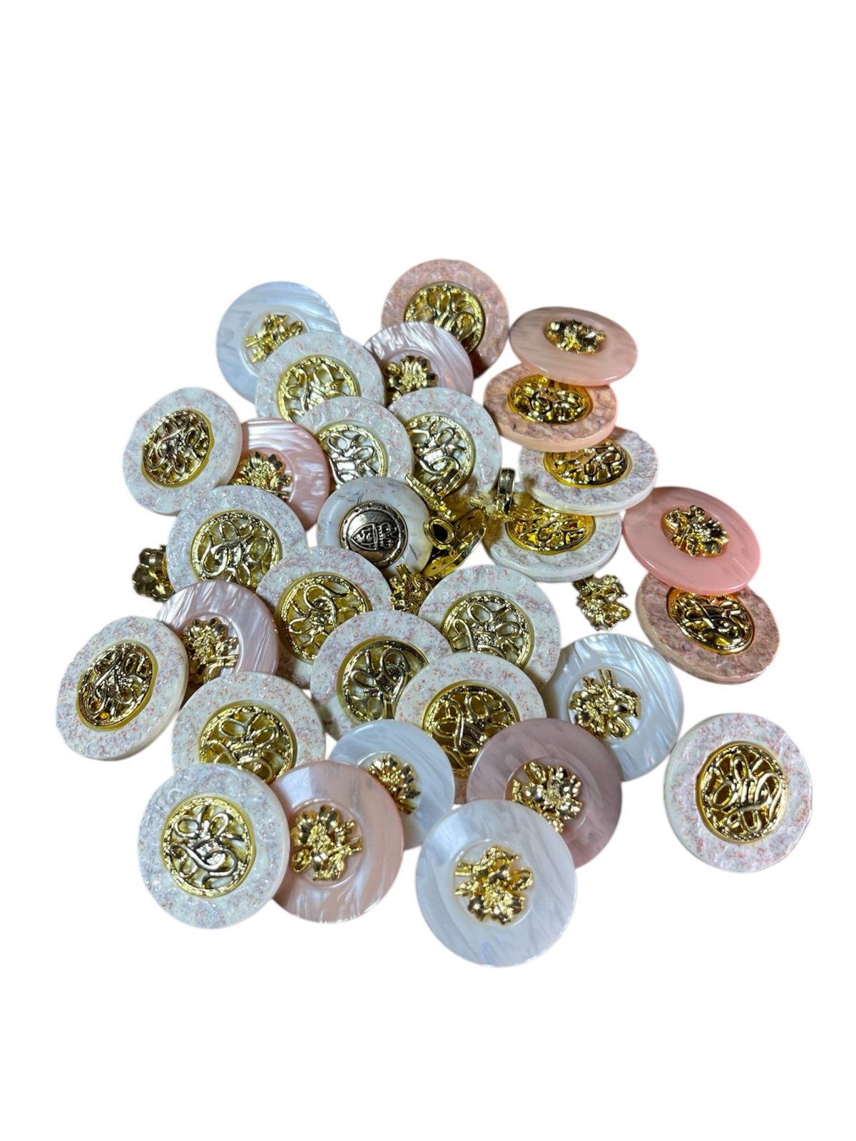 Vintage Elegant Gold and Pastel Buttons Bundle