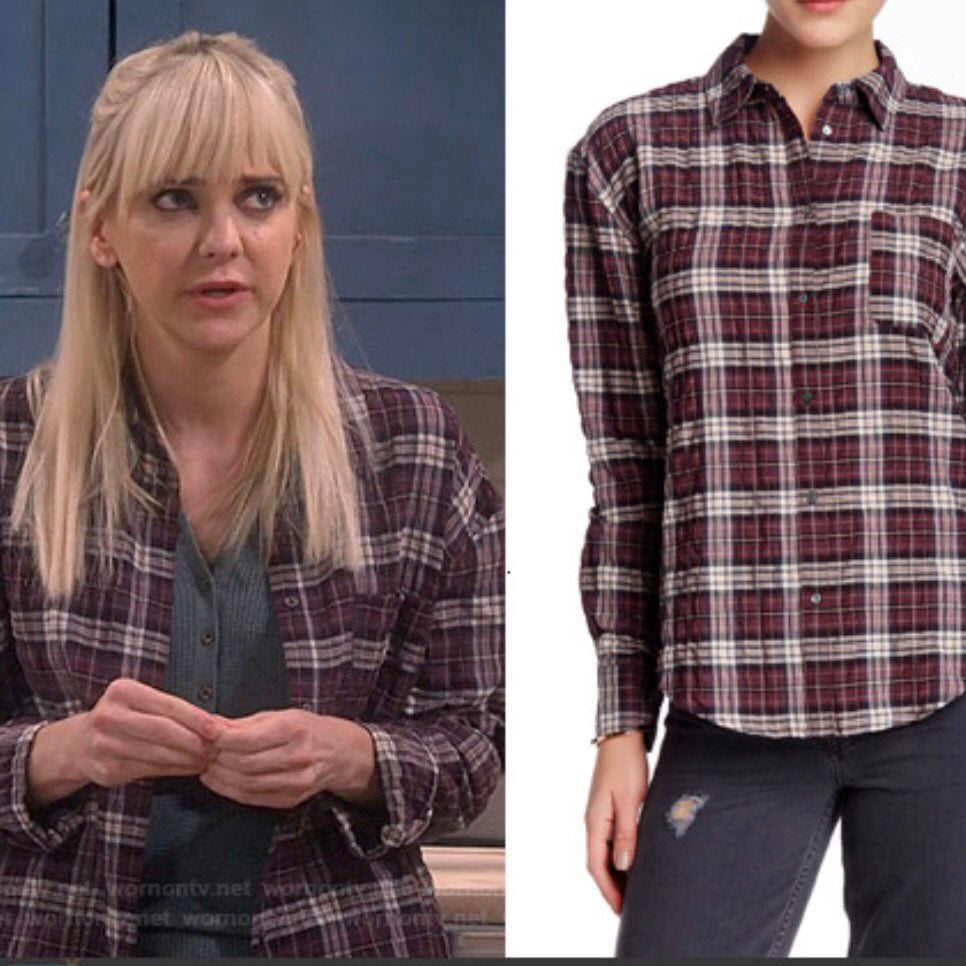 Elizabeth and James Button Plaid Shirt