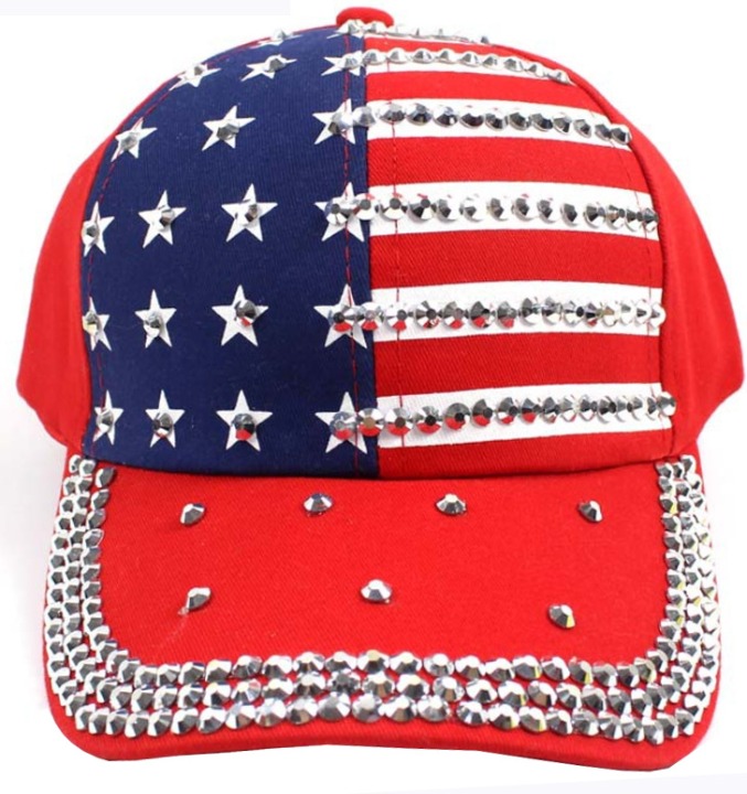 New Fashion Crystal Clear Rhinestones American Flag Independence Day July 4th