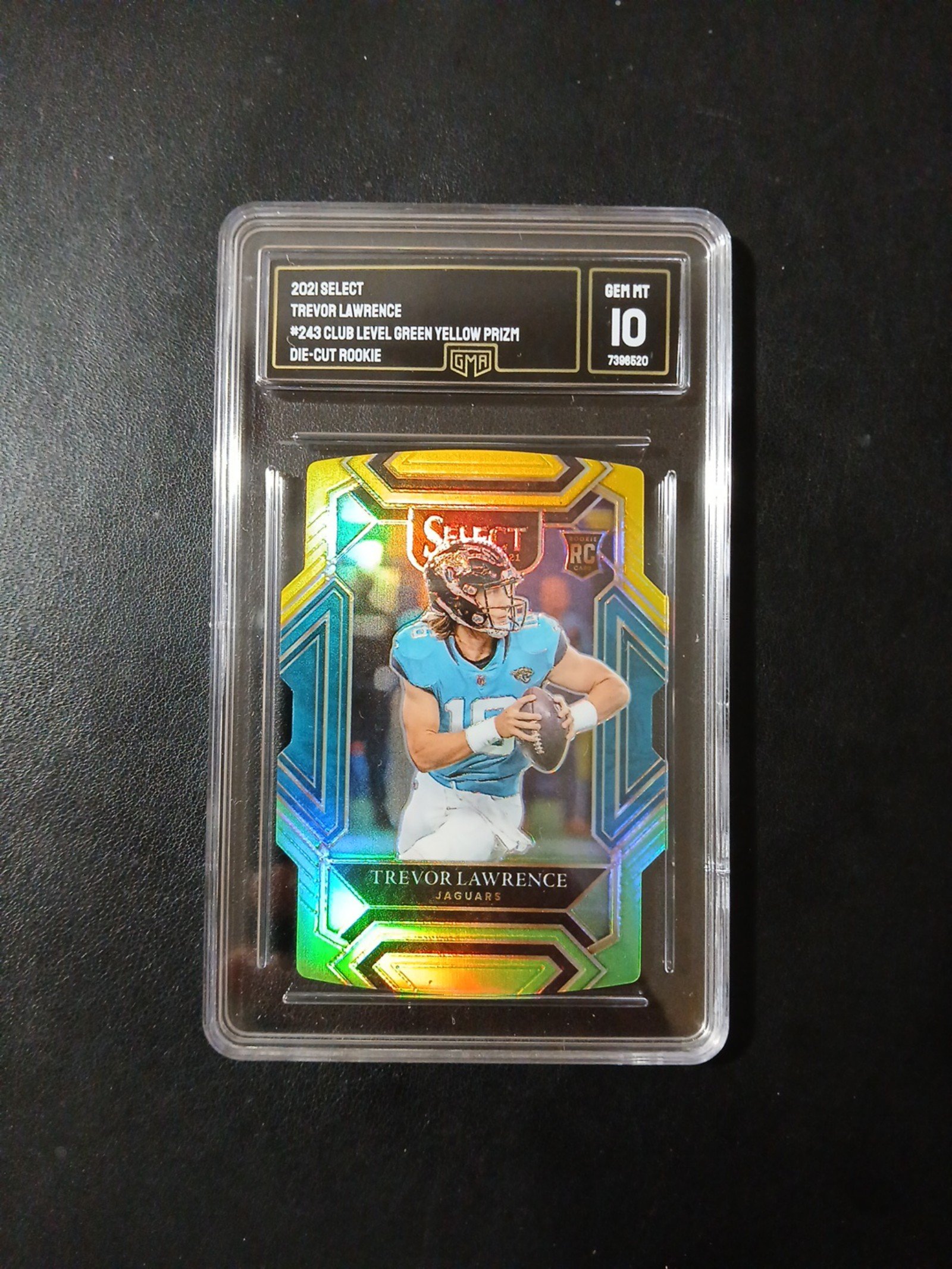 21 Panini Select Trevor Lawrence Club Level Green Yellow GMA 10