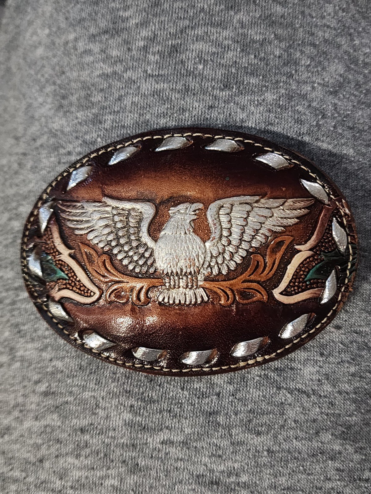 Vintage Brazos Joe Belts Hand Tooled Leather EAGLE Buckle