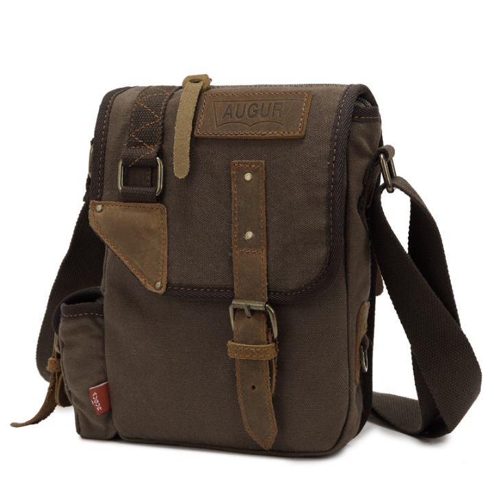 100% Cotton Washed Canvas Backpack with Leather Strap Shoulder Bag