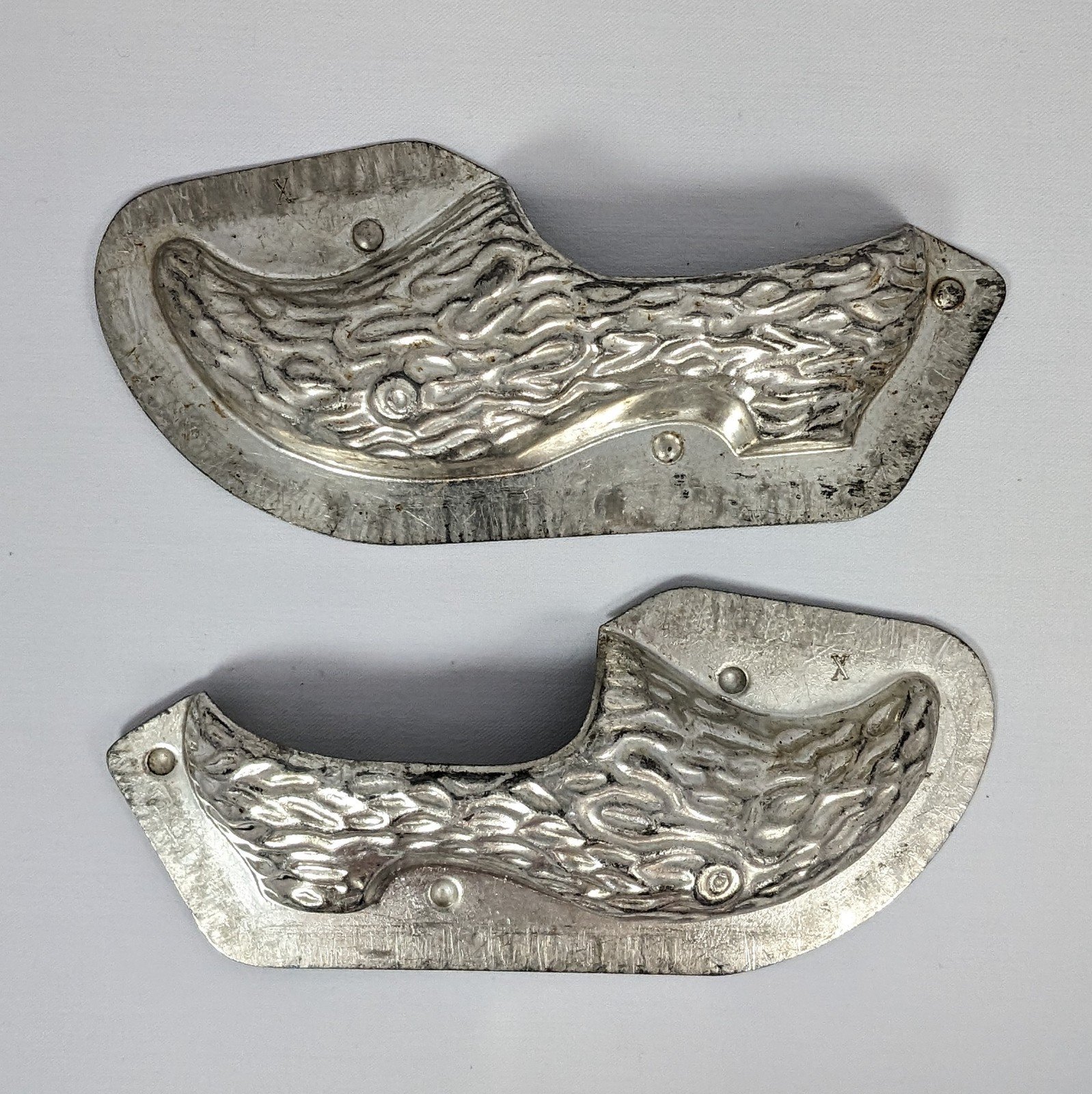 Vintage Chocolate Mold Metal Dutch Shoe Clog Woodgrain Marked X