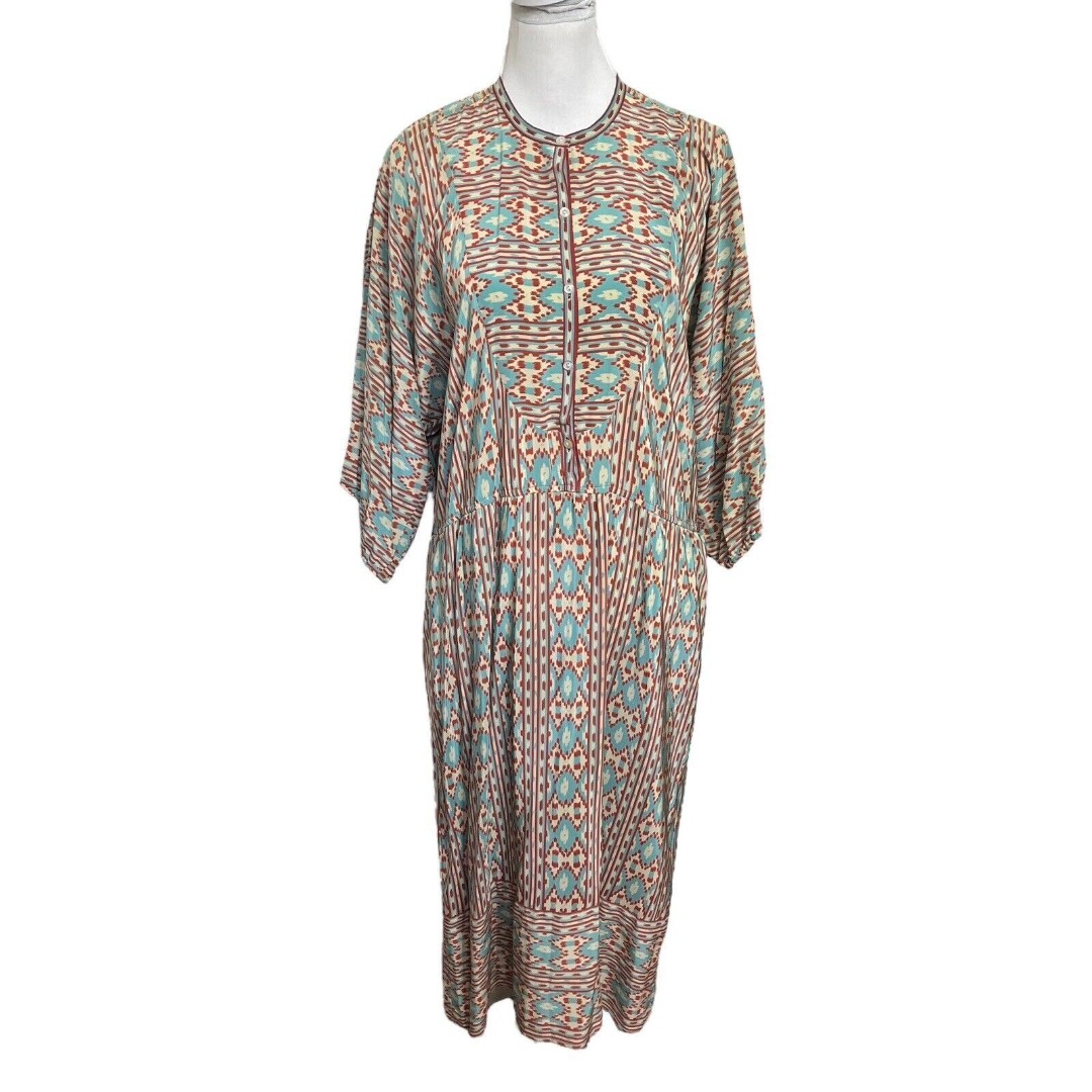 Diane Von Furstenberg Midi Dress Medium Geometric Silk Boho Women’s Vintage